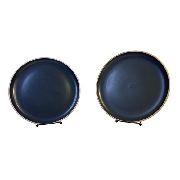 B+B Bread & Butter Hamptons Stoneware Dinner Plates Set- 2 Royal Blue 10" HTF - Picture 1 of 8